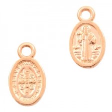 DQ metal charm Jesus oval 8x11mm Rosegold